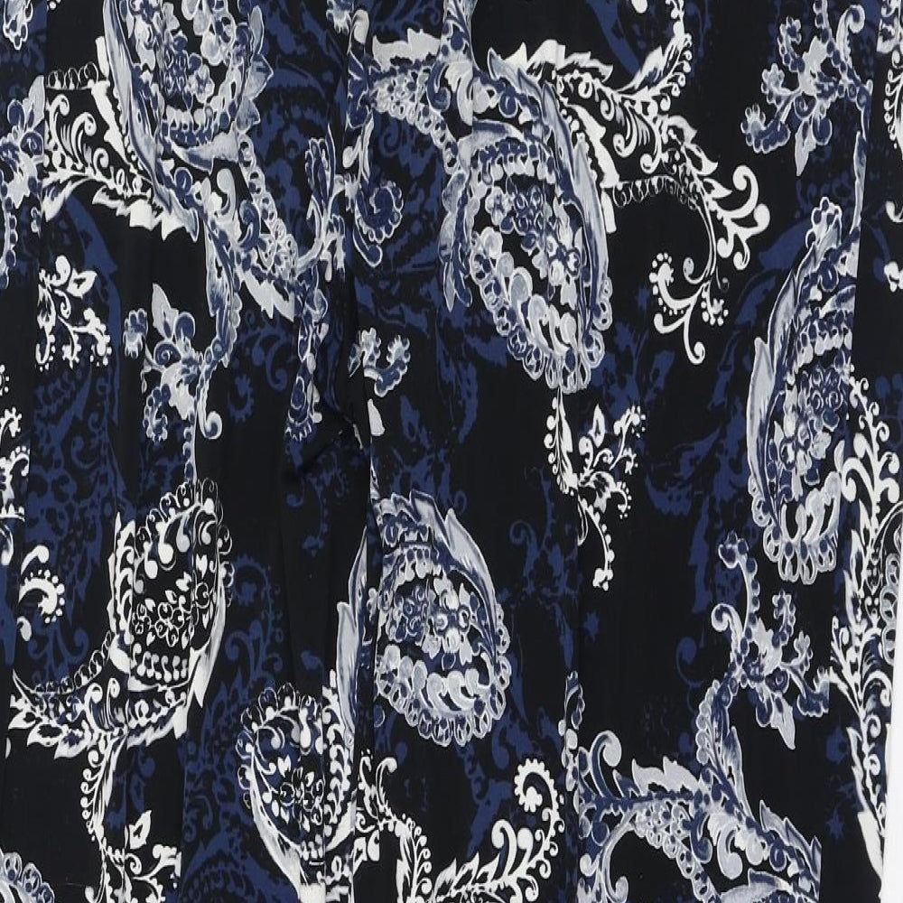 Wallis Womens Black Paisley Polyester Carrot Trousers Size 16 L28 in Regular