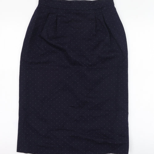 Clan Crest Womens Blue Polka Dot Wool Straight & Pencil Skirt Size 14   Zip