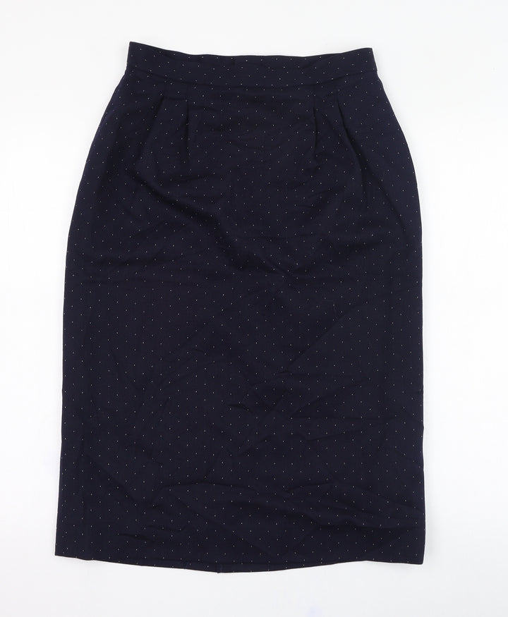 Clan Crest Womens Blue Polka Dot Wool Straight & Pencil Skirt Size 14   Zip