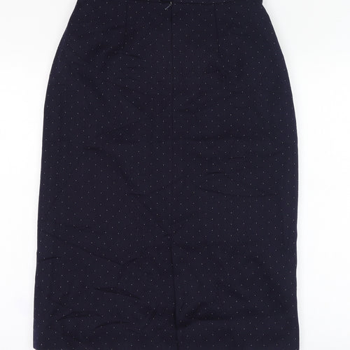 Clan Crest Womens Blue Polka Dot Wool Straight & Pencil Skirt Size 14   Zip