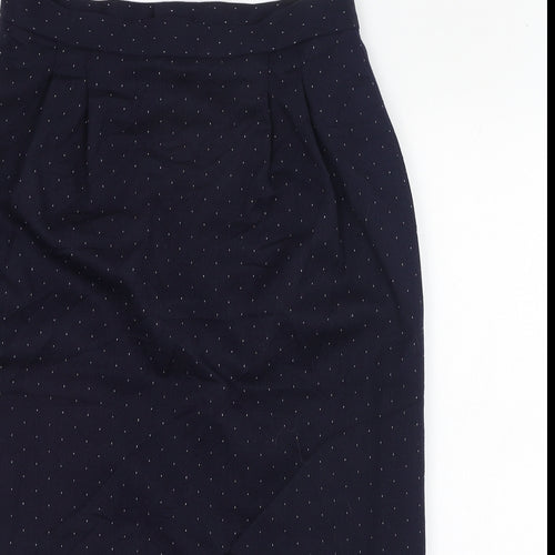 Clan Crest Womens Blue Polka Dot Wool Straight & Pencil Skirt Size 14   Zip