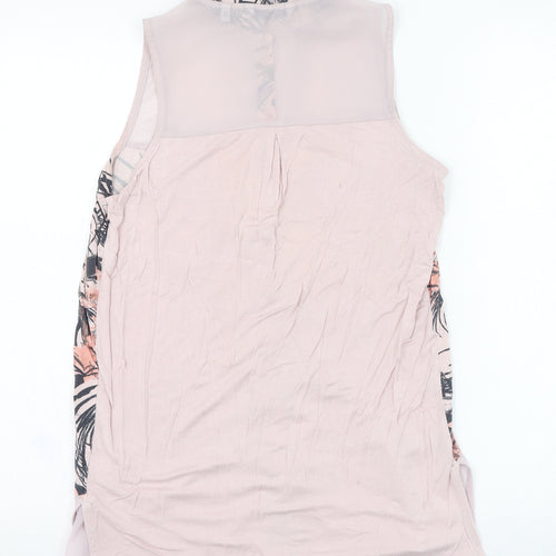 NEXT Womens Pink Floral Viscose Basic Button-Up Size 8 Collared