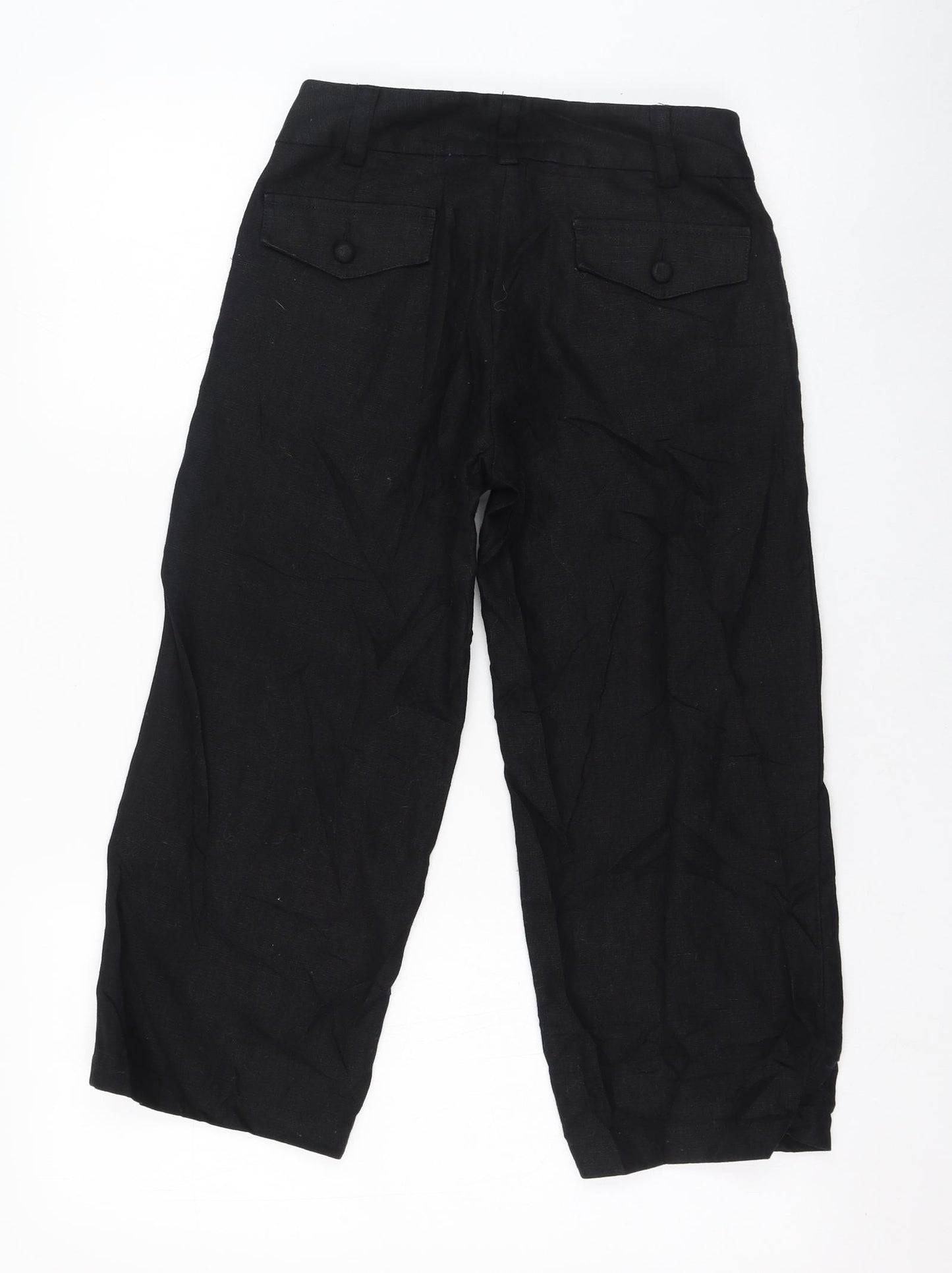 Boden Womens Black  Linen Cropped Trousers Size 6 L21 in Regular Zip