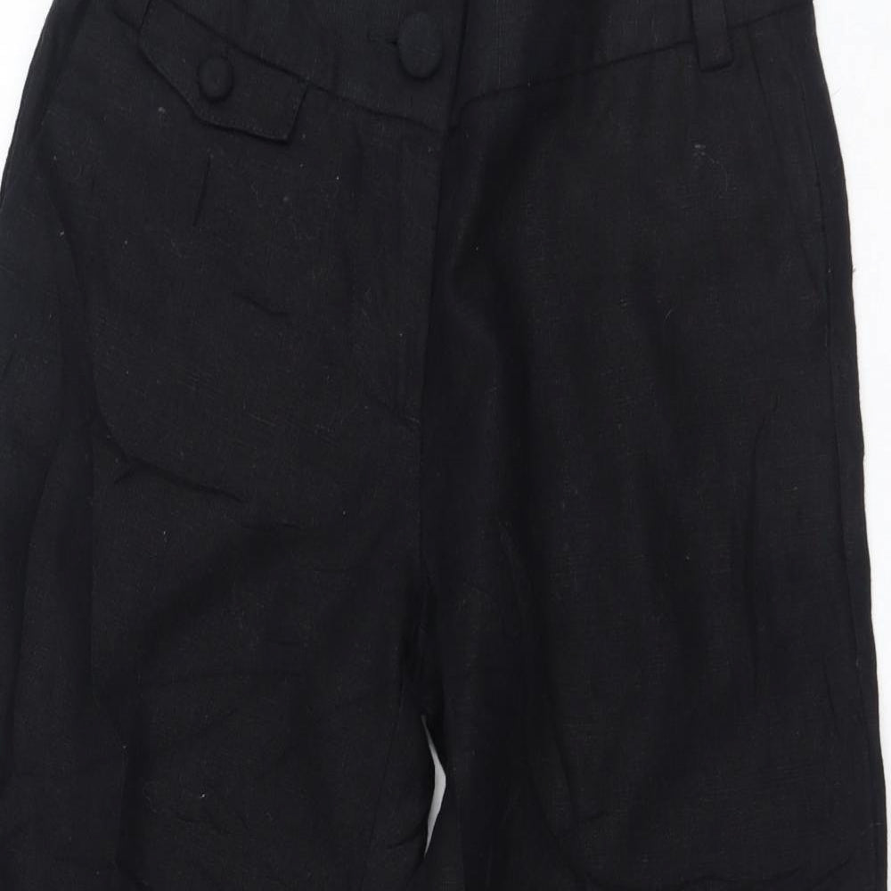 Boden Womens Black  Linen Cropped Trousers Size 6 L21 in Regular Zip