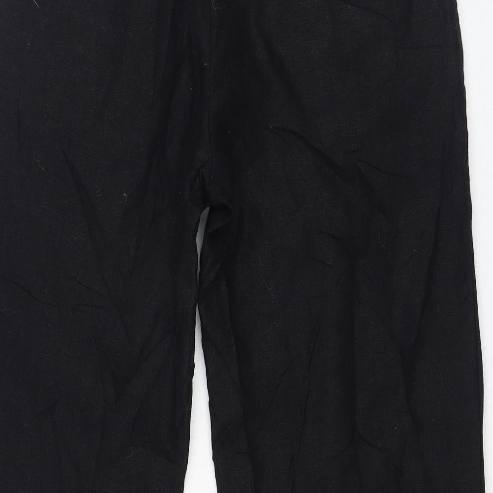 Boden Womens Black  Linen Cropped Trousers Size 6 L21 in Regular Zip