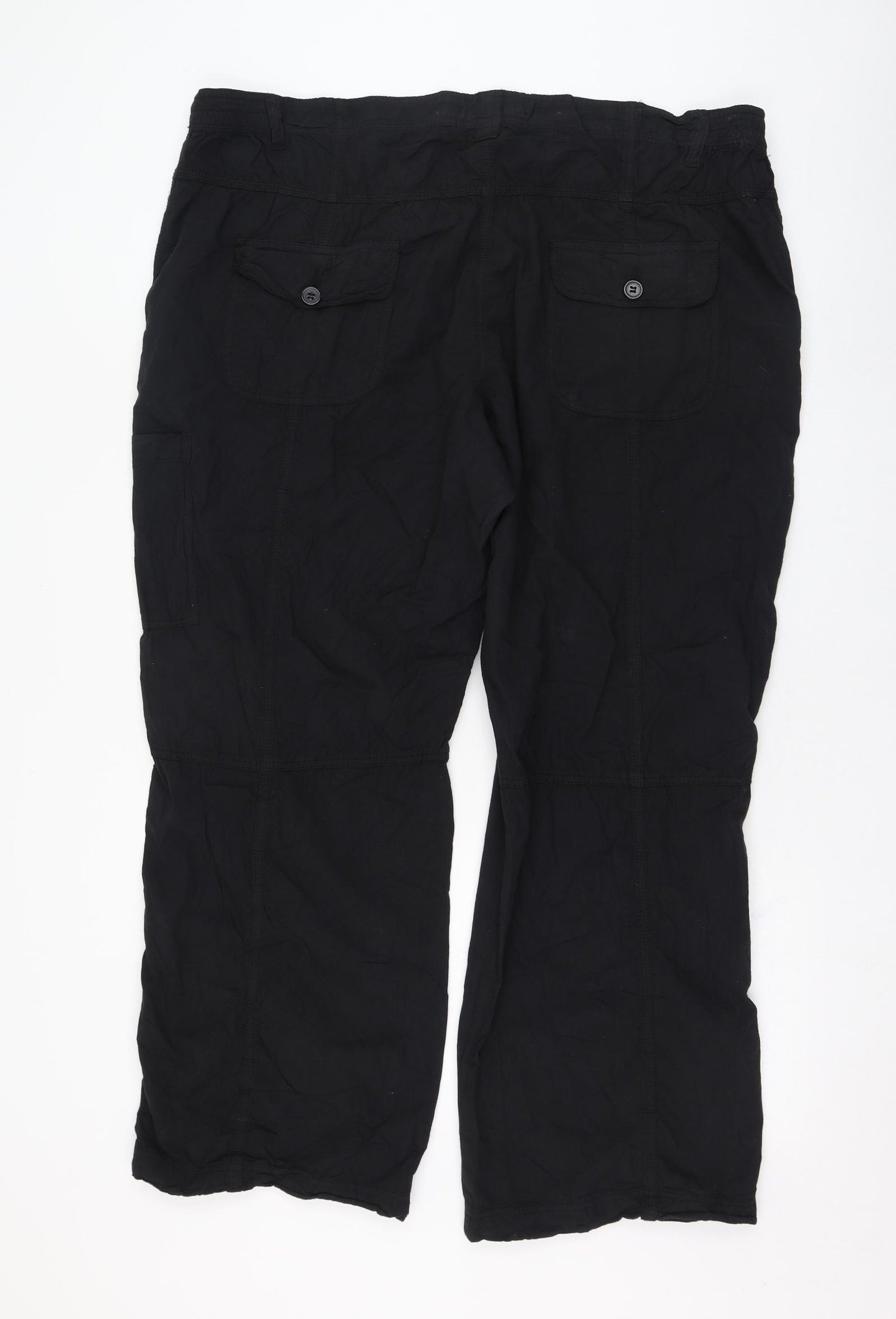 Simply Be Womens Black  Cotton Trousers  Size 22 L29 in Regular Zip