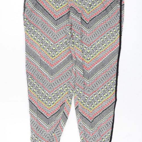 New Look Womens Black Geometric Viscose Jogger Trousers Size 10 L26 in Regular