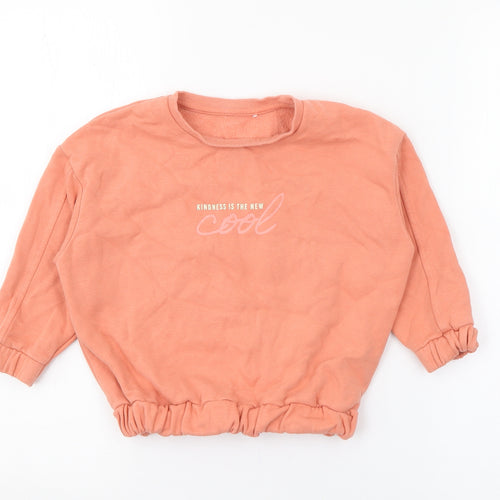 George Girls Orange  Cotton Pullover Sweatshirt Size 3-4 Years