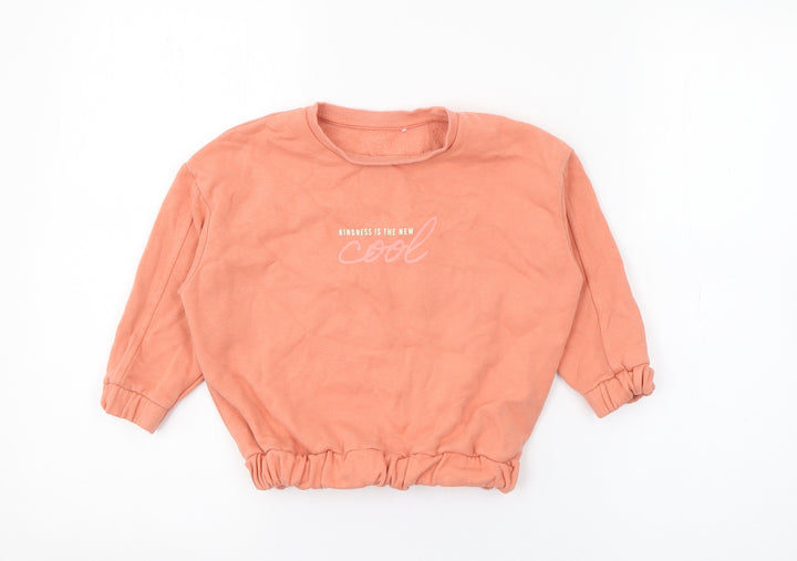 George Girls Orange Cotton Pullover Sweatshirt Size 3-4 Years