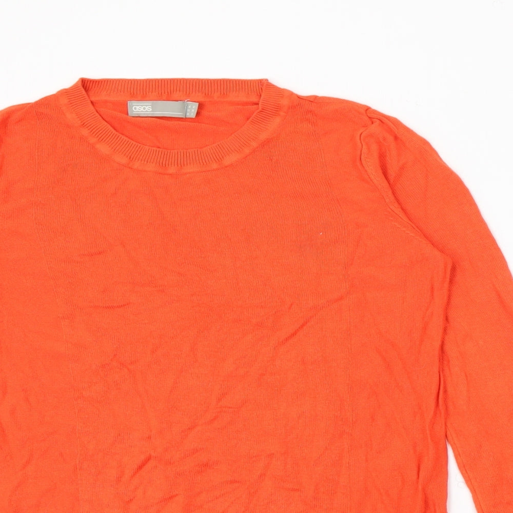 ASOS Womens Orange Crew Neck  Viscose Pullover Jumper Size 10