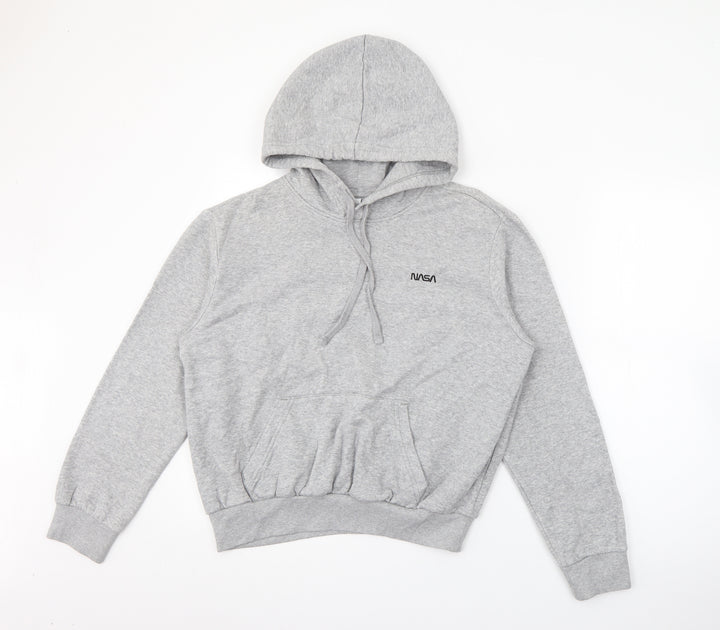 H&M Womens Grey Cotton Pullover Hoodie Size S - NASA