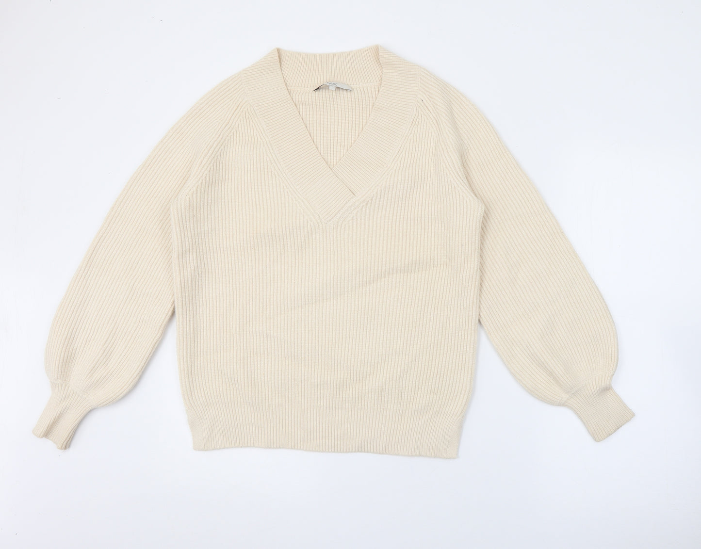 NEXT Womens Ivory V-Neck  Viscose Pullover Jumper Size S