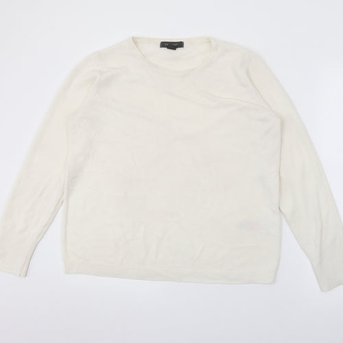 Primark Womens White Crew Neck  Acrylic Pullover Jumper Size L