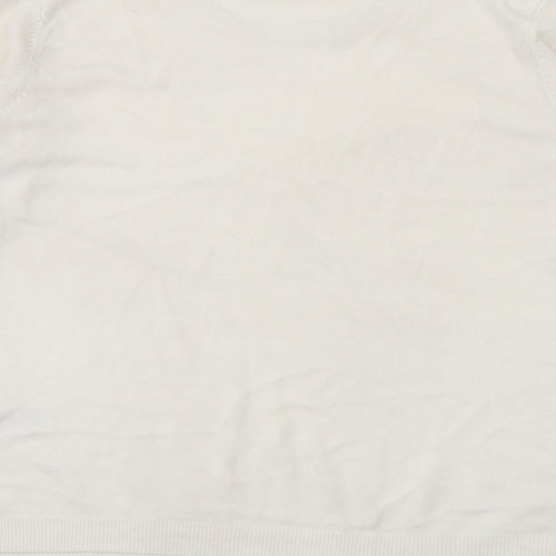 Primark Womens White Crew Neck  Acrylic Pullover Jumper Size L