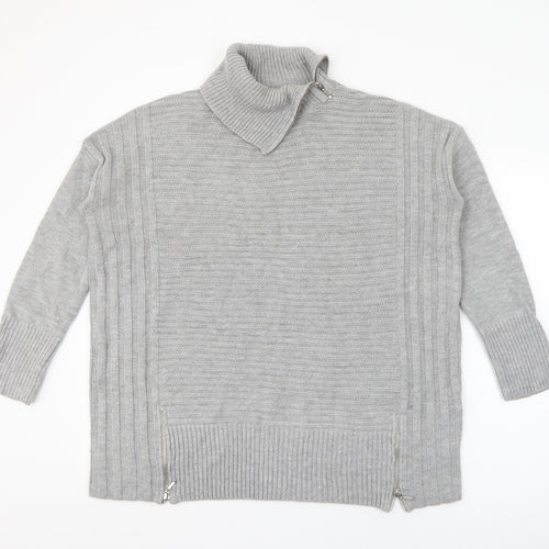 Wallis Womens Grey Roll Neck  Acrylic Pullover Jumper Size S