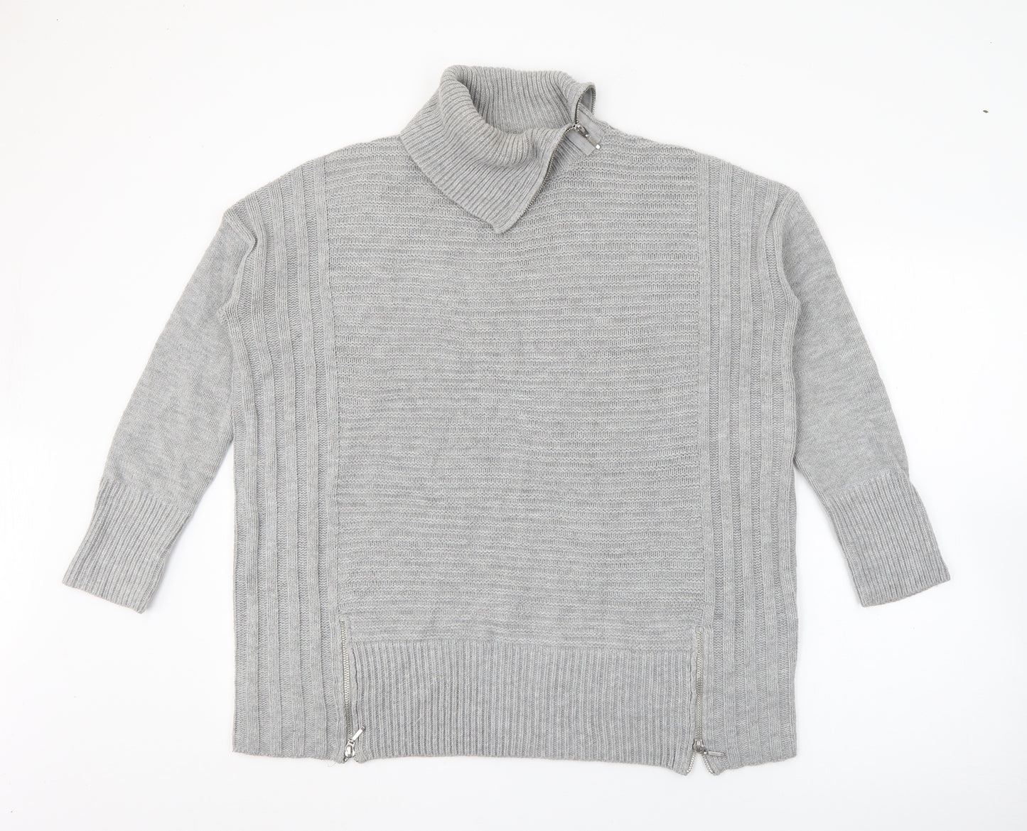 Wallis Womens Grey Roll Neck  Acrylic Pullover Jumper Size S