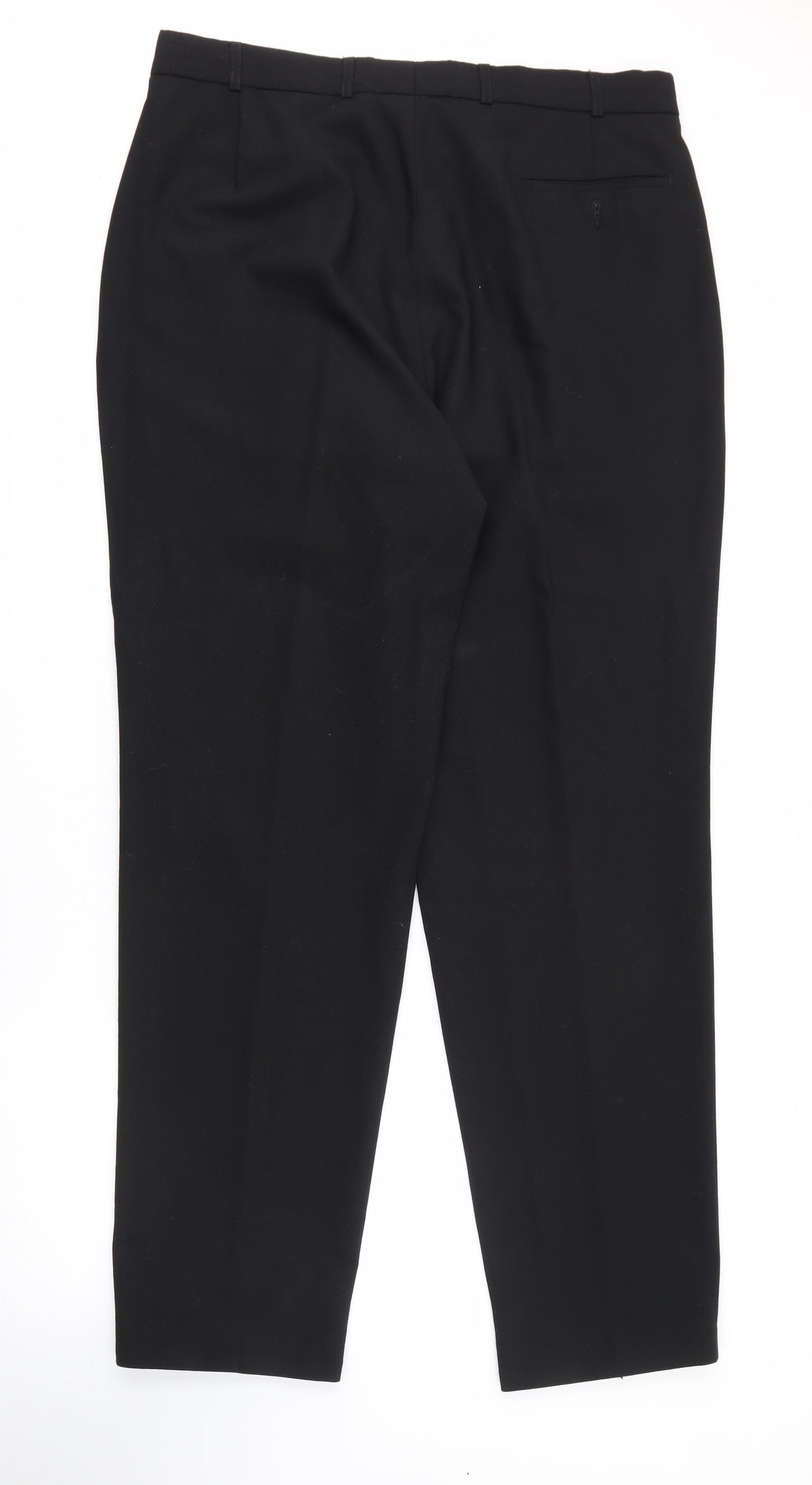 Preworn Womens Black  Polyester Trousers  Size 36 in L32 in Regular Button