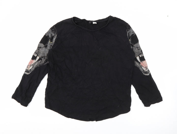 H&M Womens Black Cotton Pullover Sweatshirt Size S