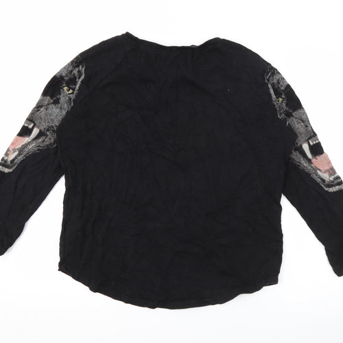 H&M Womens Black  Cotton Pullover Sweatshirt Size S