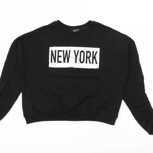 New Look Girls Black  Cotton Pullover Sweatshirt Size 14-15 Years   - New York