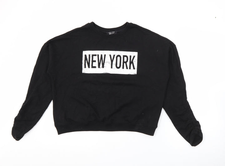 New Look Girls Black  Cotton Pullover Sweatshirt Size 14-15 Years   - New York