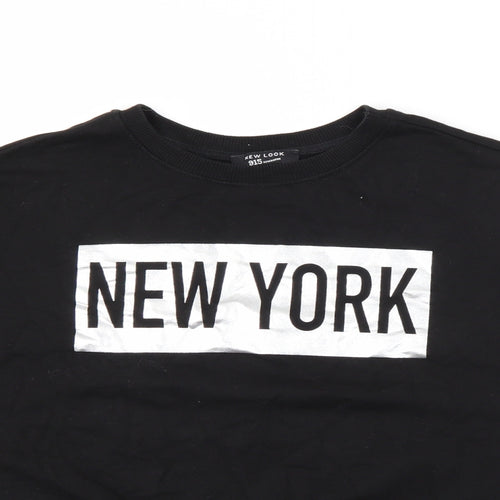 New Look Girls Black  Cotton Pullover Sweatshirt Size 14-15 Years   - New York