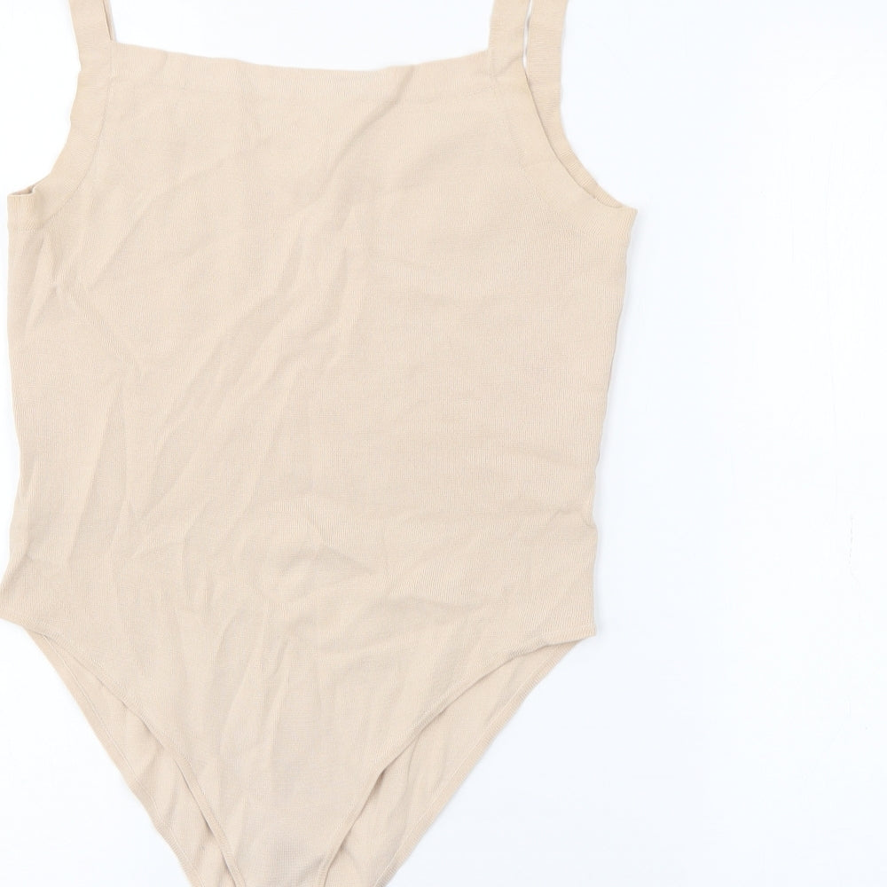 Zara Womens Beige  Viscose Camisole Tank Size L Square Neck