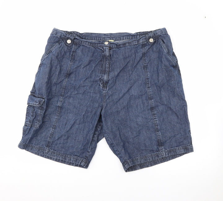 being casual Womens Blue  Cotton Cargo Shorts Size 40 in L9 in Regular Button