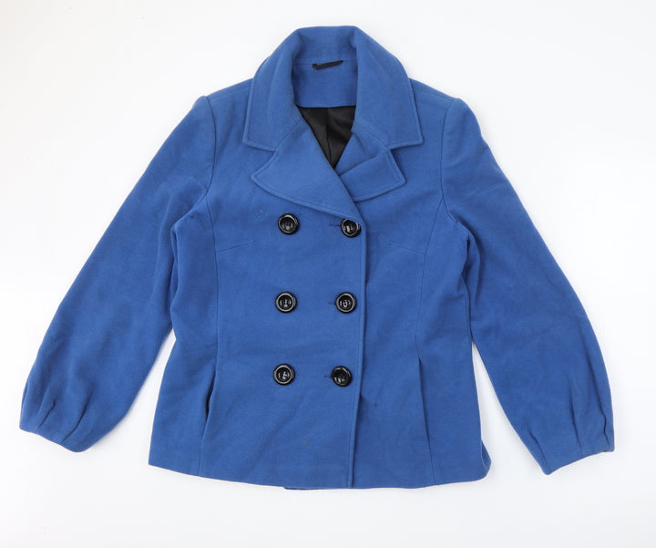 M&Co Womens Blue   Jacket Coat Size 14  Button