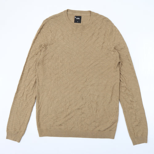 Burton Mens Beige Crew Neck  Acrylic Pullover Jumper Size M