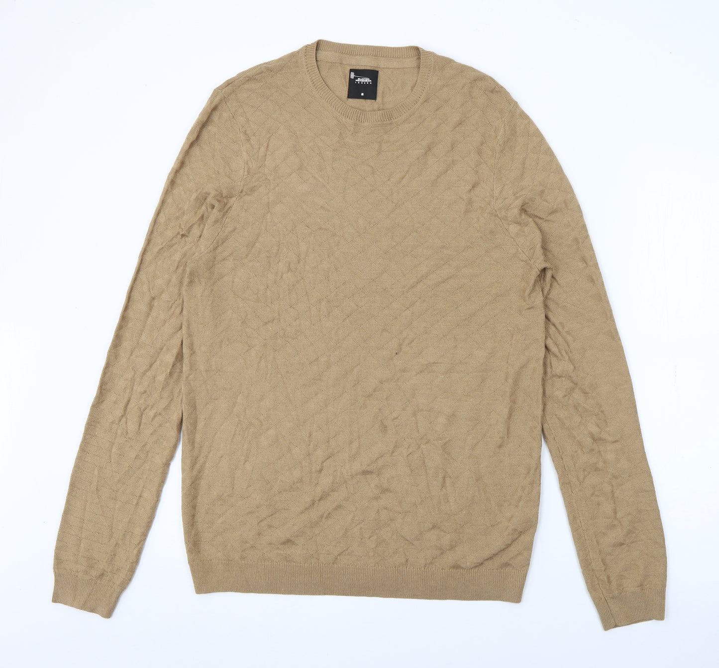 Burton Mens Beige Crew Neck  Acrylic Pullover Jumper Size M