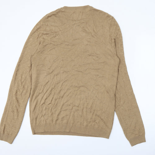Burton Mens Beige Crew Neck  Acrylic Pullover Jumper Size M
