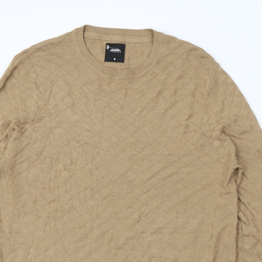 Burton Mens Beige Crew Neck  Acrylic Pullover Jumper Size M