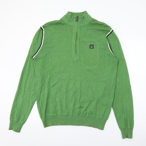Duck & Cover  Mens Green High Neck  Cotton Pullover Jumper Size M
