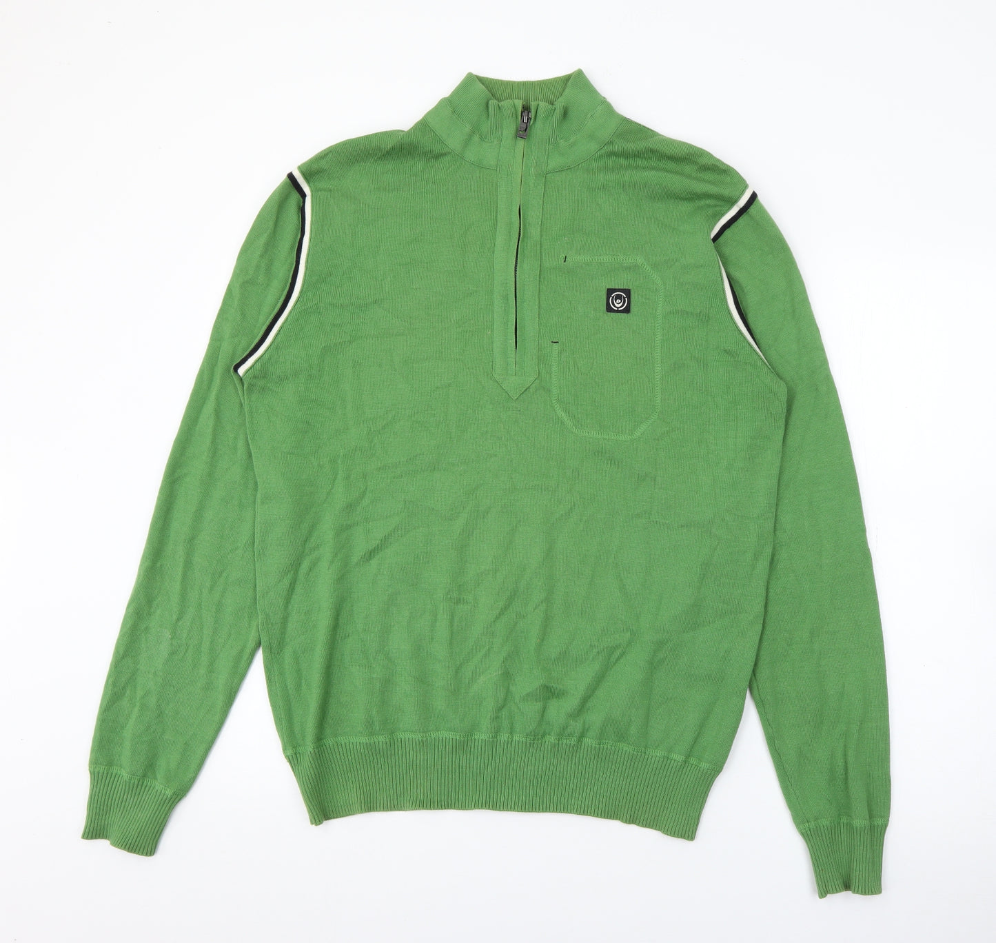 Duck & Cover  Mens Green High Neck  Cotton Pullover Jumper Size M