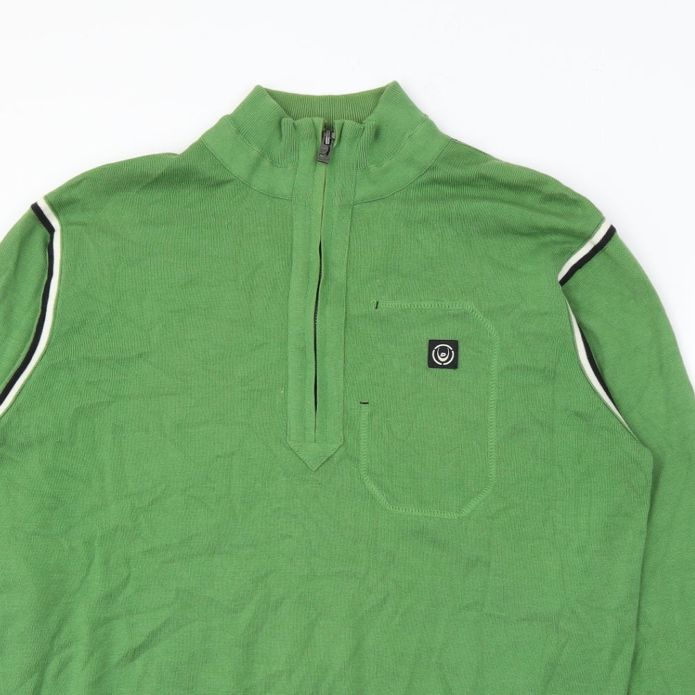 Duck & Cover  Mens Green High Neck  Cotton Pullover Jumper Size M