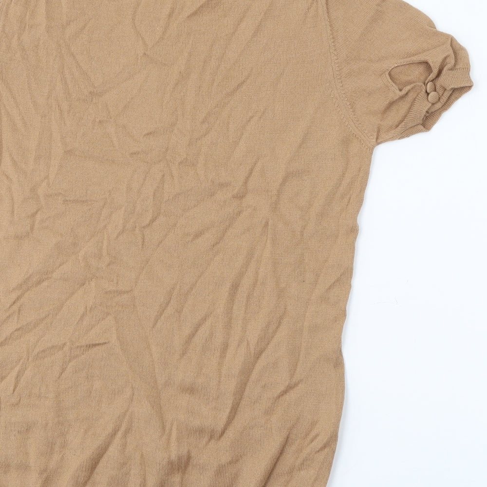 Burlington Womens Beige Crew Neck  Wool Pullover Jumper Size 8