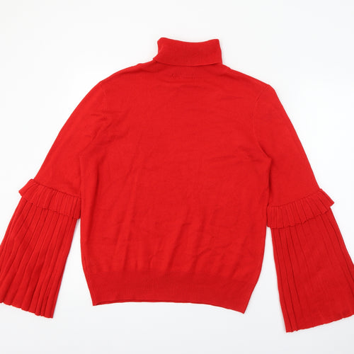 TU Mens Red Roll Neck  Acrylic Pullover Jumper