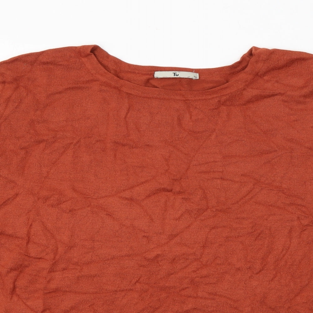 TU Womens Brown Crew Neck  Viscose Pullover Jumper Size 16