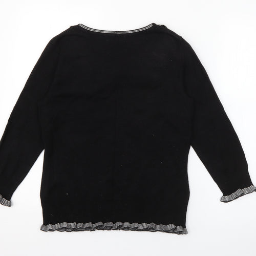 Per Una Womens Black Round Neck  Acrylic Pullover Jumper Size 10