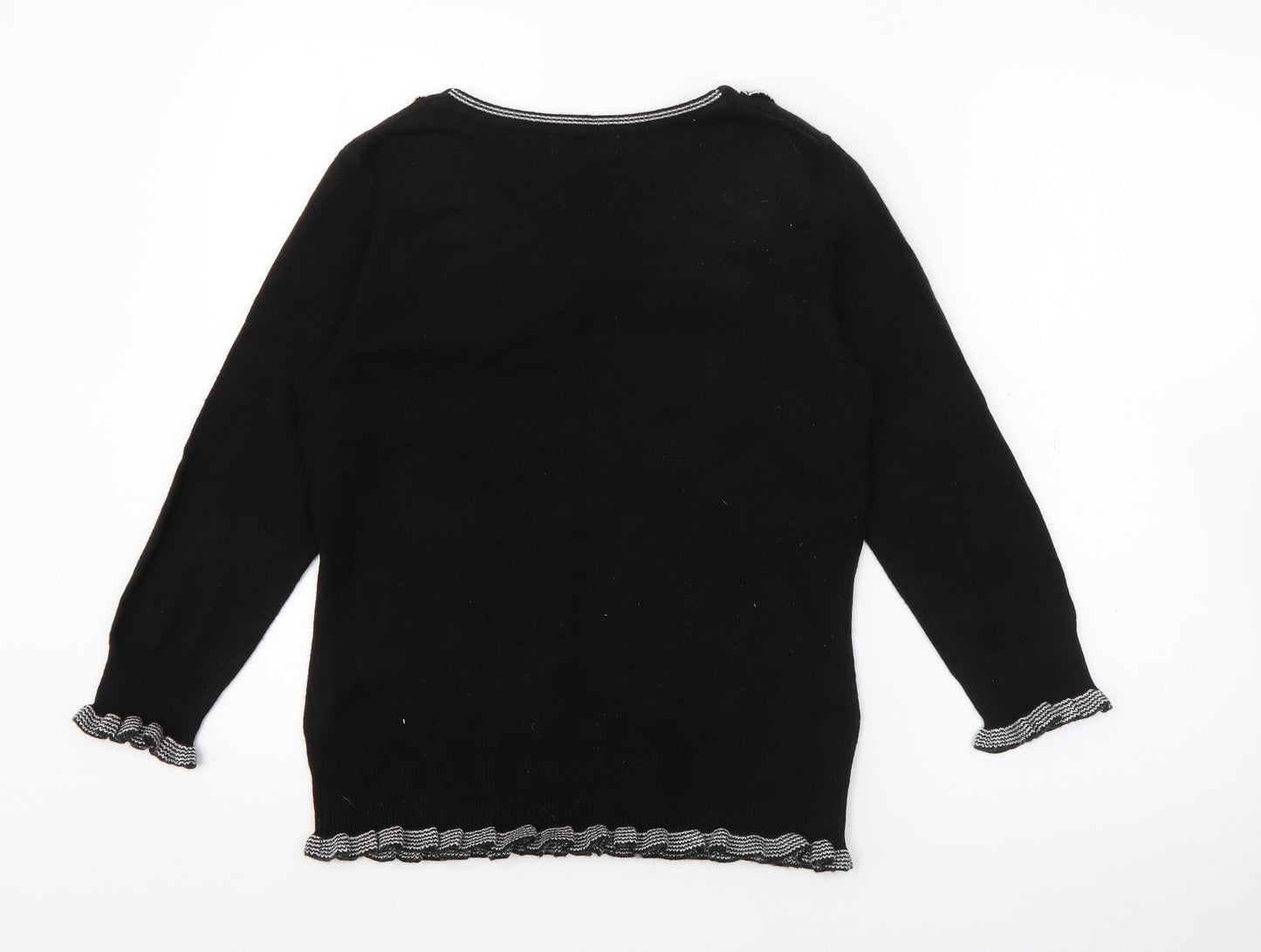 Per Una Womens Black Round Neck  Acrylic Pullover Jumper Size 10