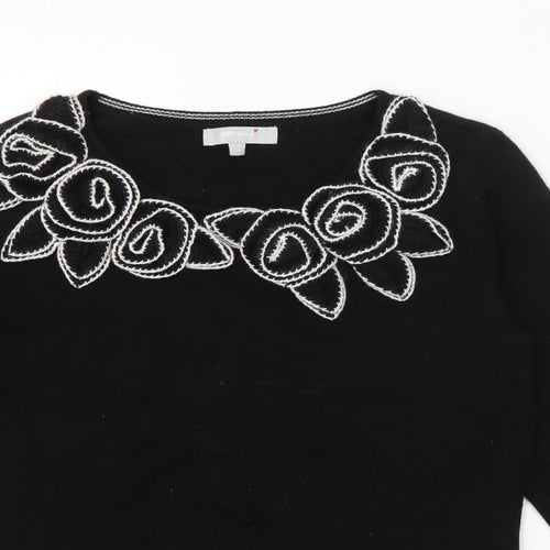Per Una Womens Black Round Neck  Acrylic Pullover Jumper Size 10
