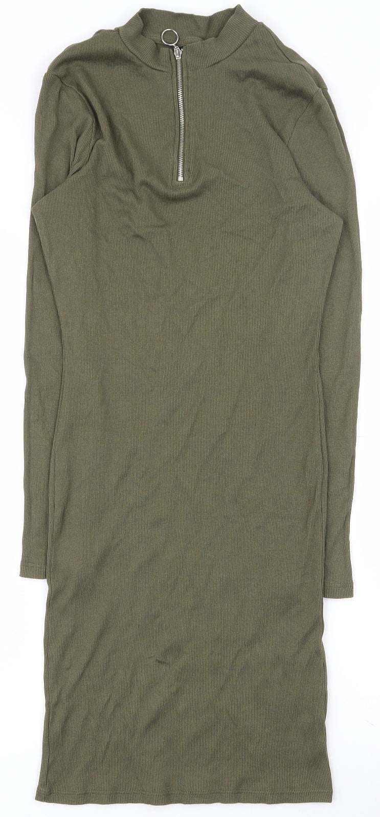 New Look Girls Green  100% Cotton A-Line  Size 14-15 Years  Collared Zip - Bodycon Dress