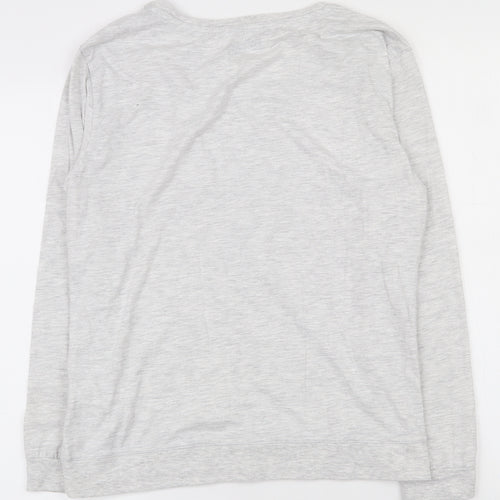 F&F Womens Grey Solid Cotton Top Pyjama Top Size 8