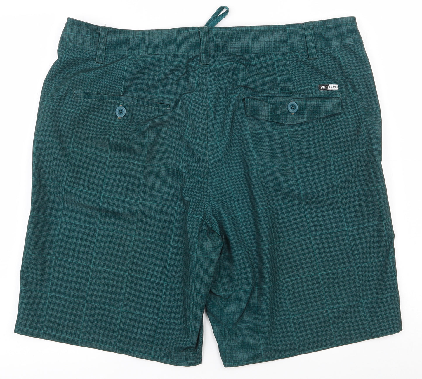 George Mens Green Geometric Polyester Chino Shorts Size 36 L9 in Regular Drawstring