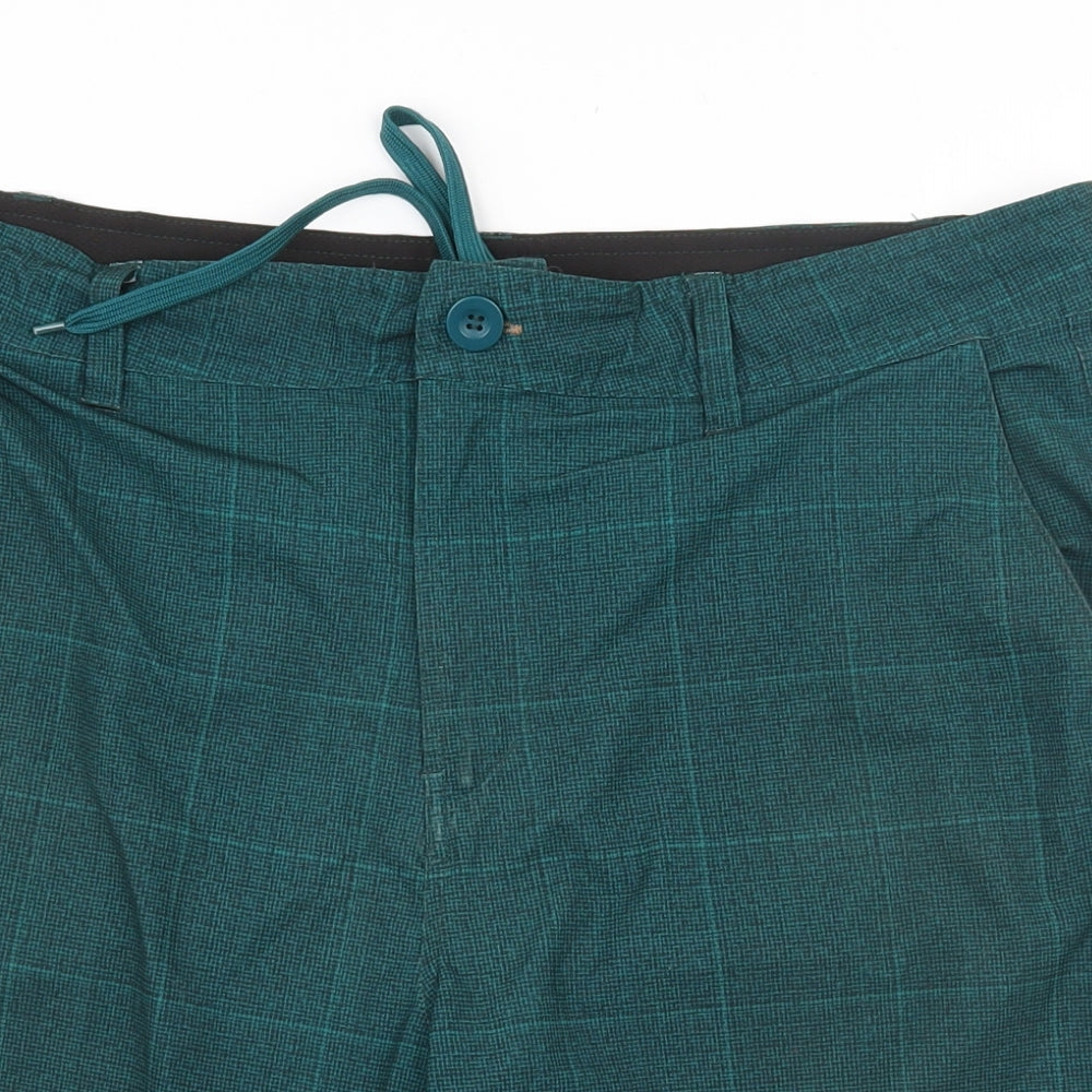 George Mens Green Geometric Polyester Chino Shorts Size 36 L9 in Regular Drawstring