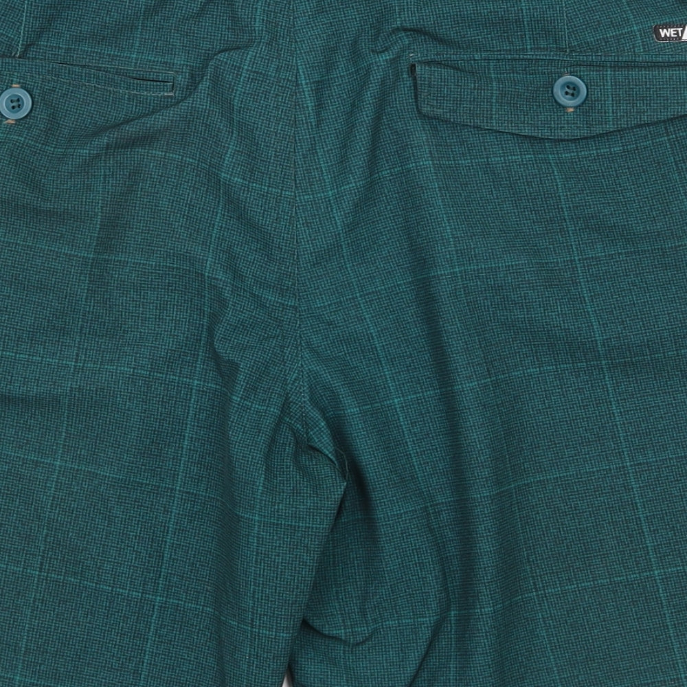 George Mens Green Geometric Polyester Chino Shorts Size 36 L9 in Regular Drawstring