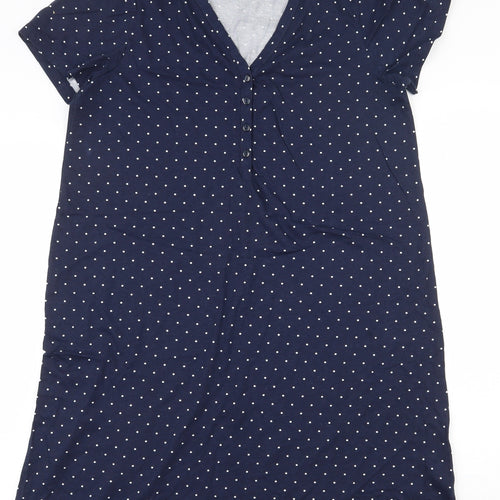 Dunnes Stores Womens Blue Polka Dot 100% Cotton Top Dress Size 8  Button