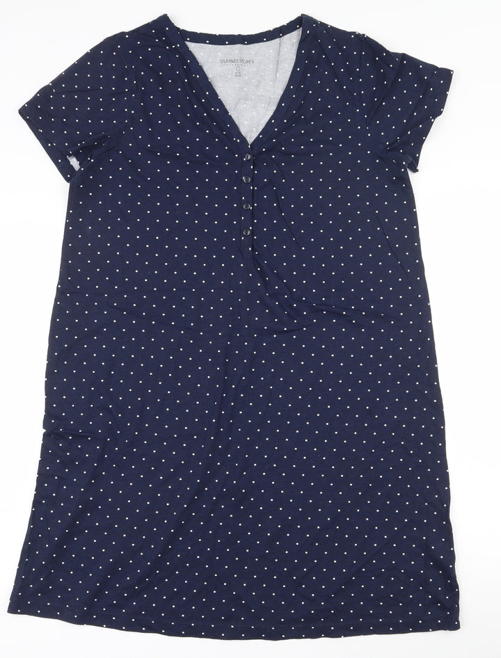 Dunnes Stores Womens Blue Polka Dot 100% Cotton Top Dress Size 8 Button