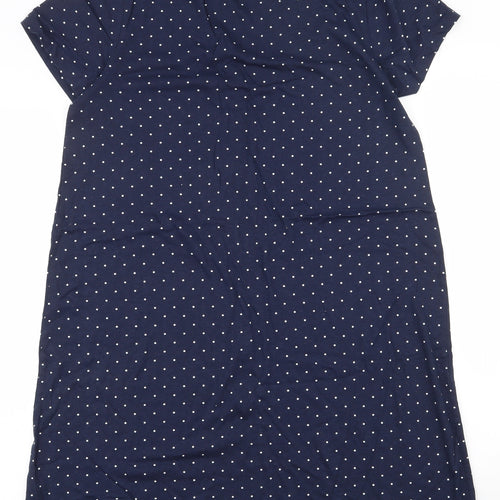 Dunnes Stores Womens Blue Polka Dot 100% Cotton Top Dress Size 8  Button